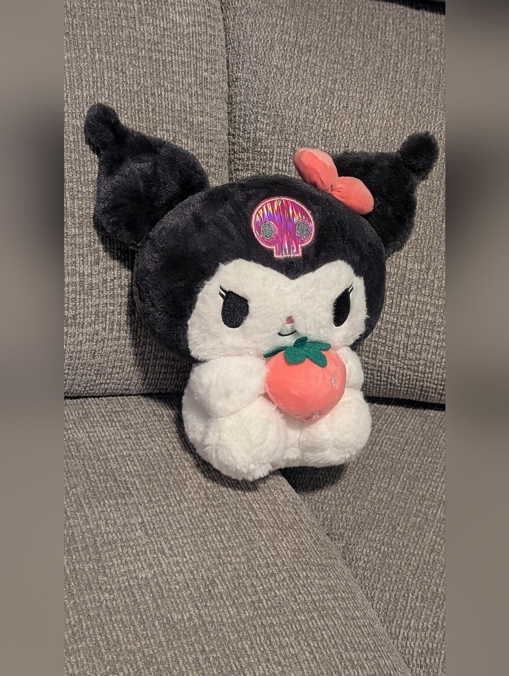 Kuromi Black & White Plush Character with Pink Bow and Strawberry Nwot - Picture 2 of 5